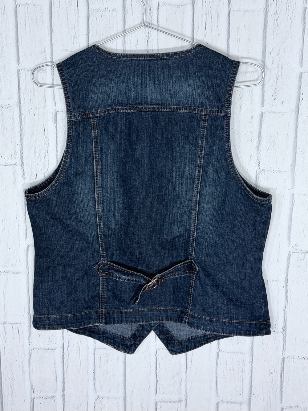 👖 Style & Co. Dark Wash Stretch Denim Vest Size Large Western Y2K - Picture 3 of 7